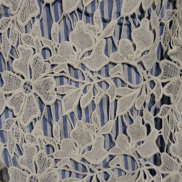 VALERIE STEVENS Striped Embroidered Lace Top - Size XL - Picture 3 of 6